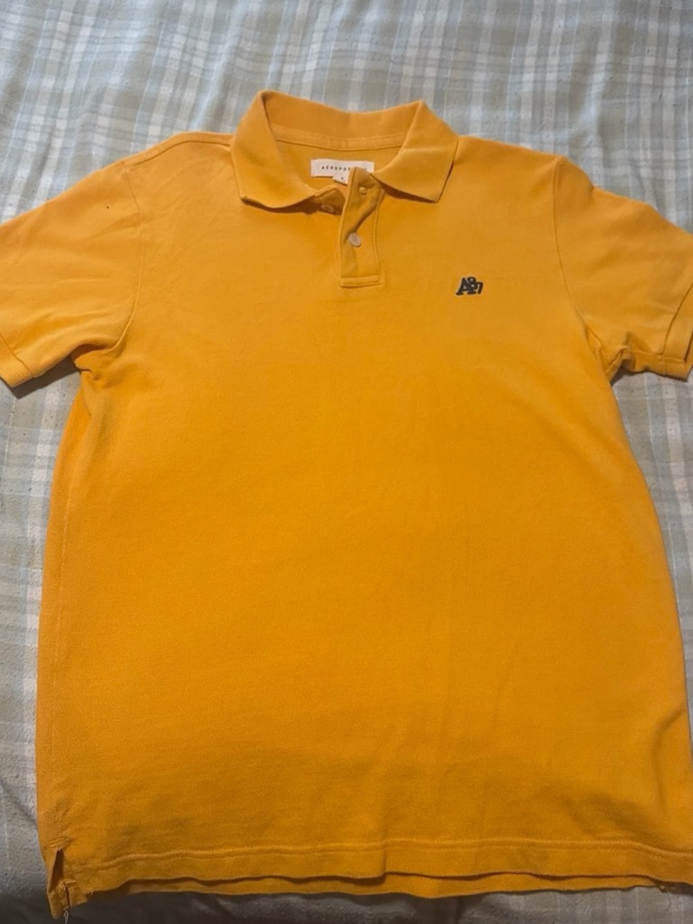 Aeropostale Men's Bright Yellow Polo with Embroidered Logo
